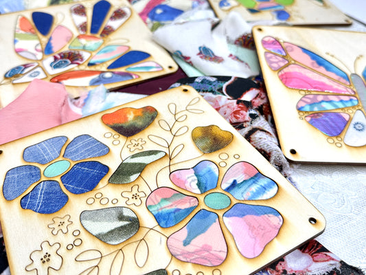 Picto Kits New Square Collection of 8 animal and nature inspired designs. DIY fabric and wood art kits.